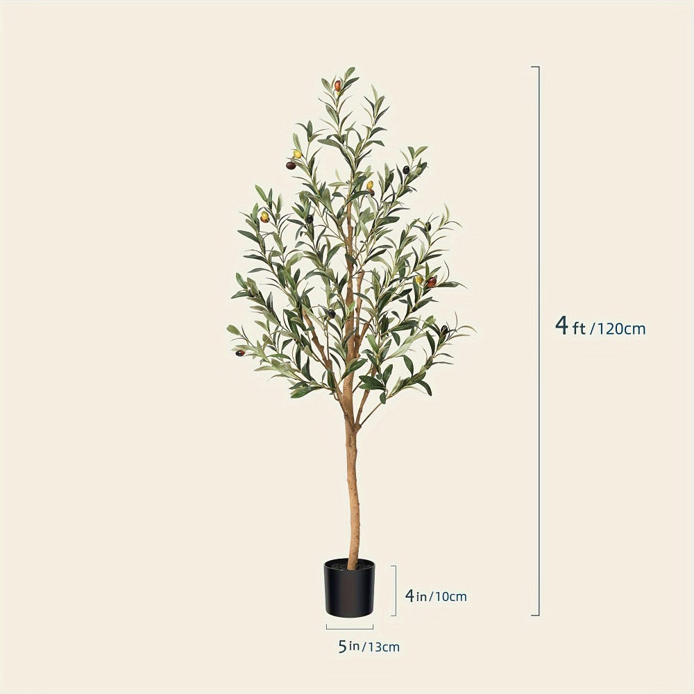 Artificial Olive Tree Potted Faux Plant Real Wood Trunk Lifelike Fruits Indoor Outdoor Home Office Decor Fake Silk Tree Multiple Sizes Available 4ft 5ft 6ft 7ft - product image 3