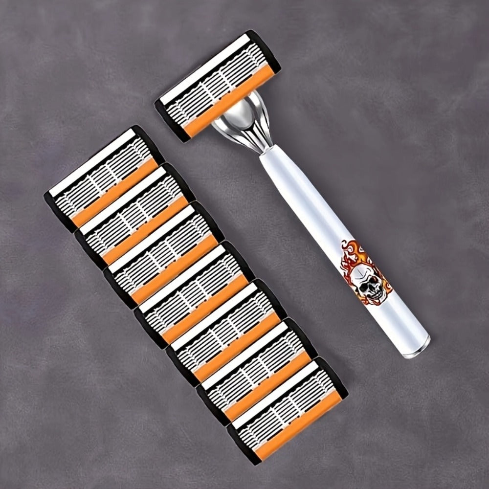 Beard Razor for Men 6-Layer Stainless Steel Blades Premium Metal Handle 36 Replaceable Blades – Mustache Grooming Shaver Ultra-Close Traditional Shaving Kit for Daily Use Gift for  - product image 4
