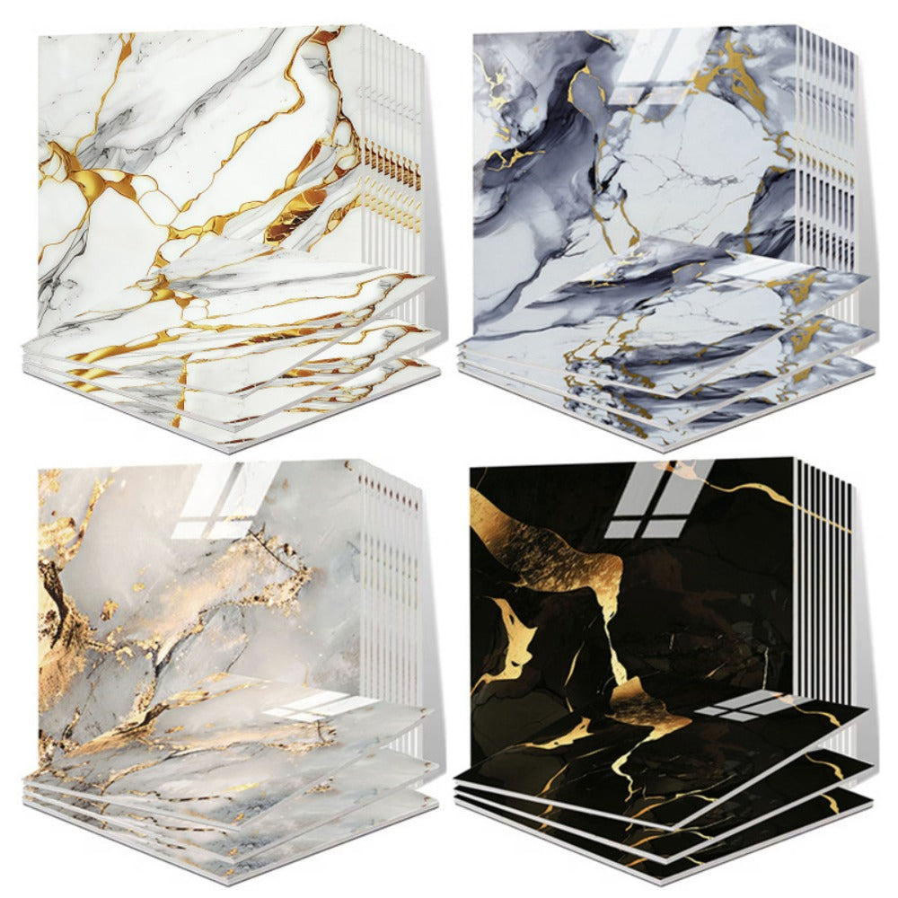 Self-Adhesive Marble Tile Stickers 11.8x11.8in Peel and Stick Wall Tiles for Bathroom Kitchen Backsplash – Waterproof 3D Glossy Imitation Marble Wall Panel, Easy to Install, 50 or  - product image 2