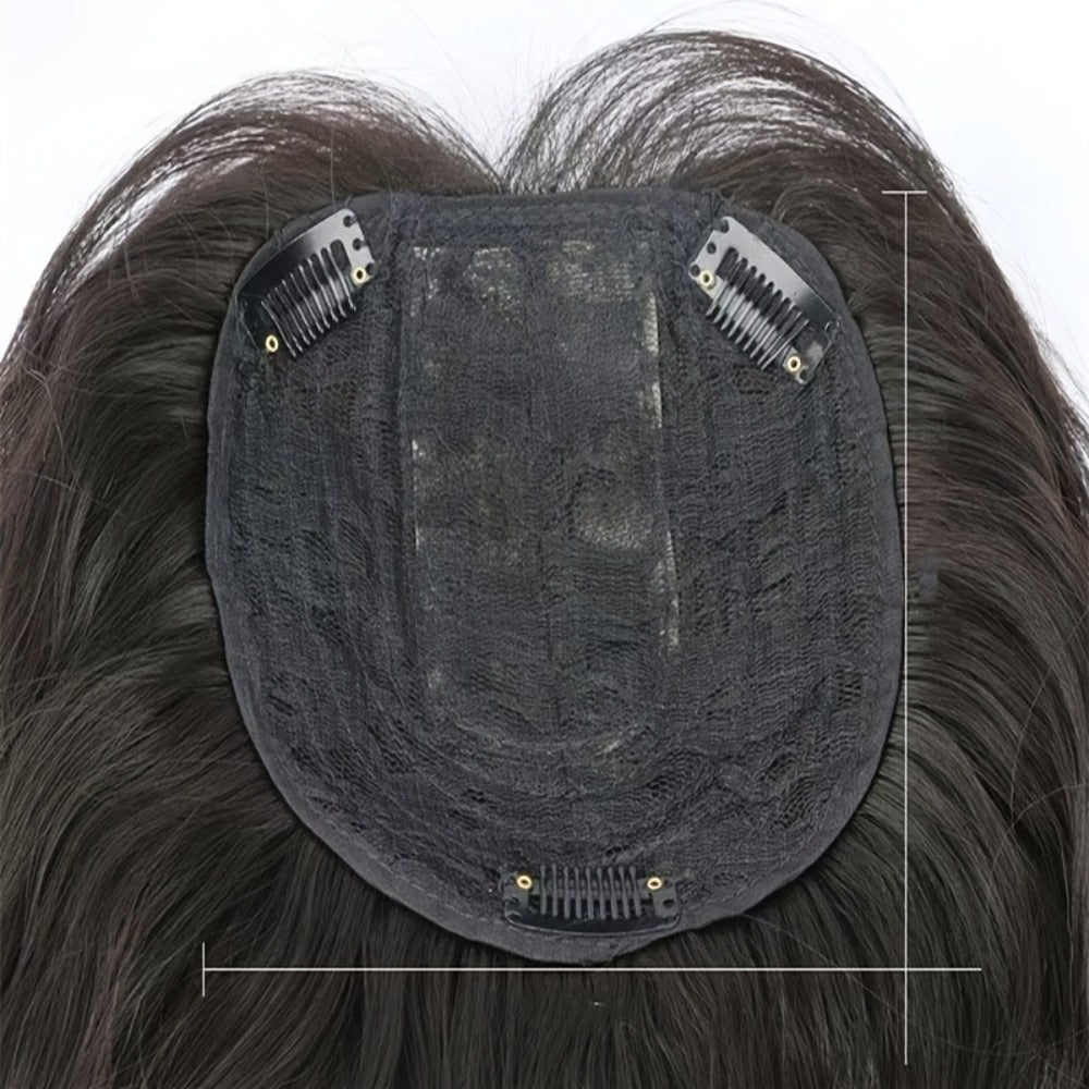 Hair Topper with Bangs for Women Thinning Hair Crown Coverage 10 Inch Lightweight Clip In Top Wig Volume Boost Black Dark Brown Light Brown Natural Blend - product image 7