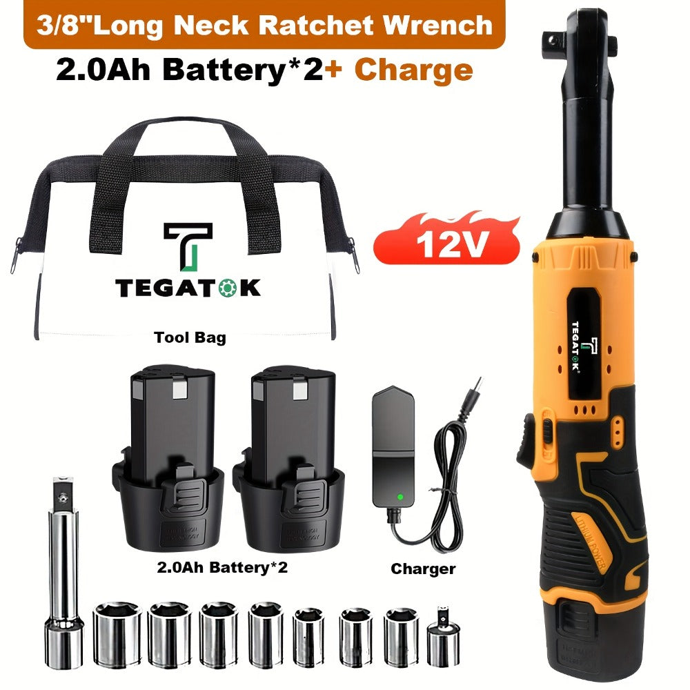 12V Cordless Ratchet Wrench Set 3/8" Drive | 40 Ft-lbs Torque, Variable Speed Trigger, Lithium-Ion Battery, 7 Sockets Included - product image 5