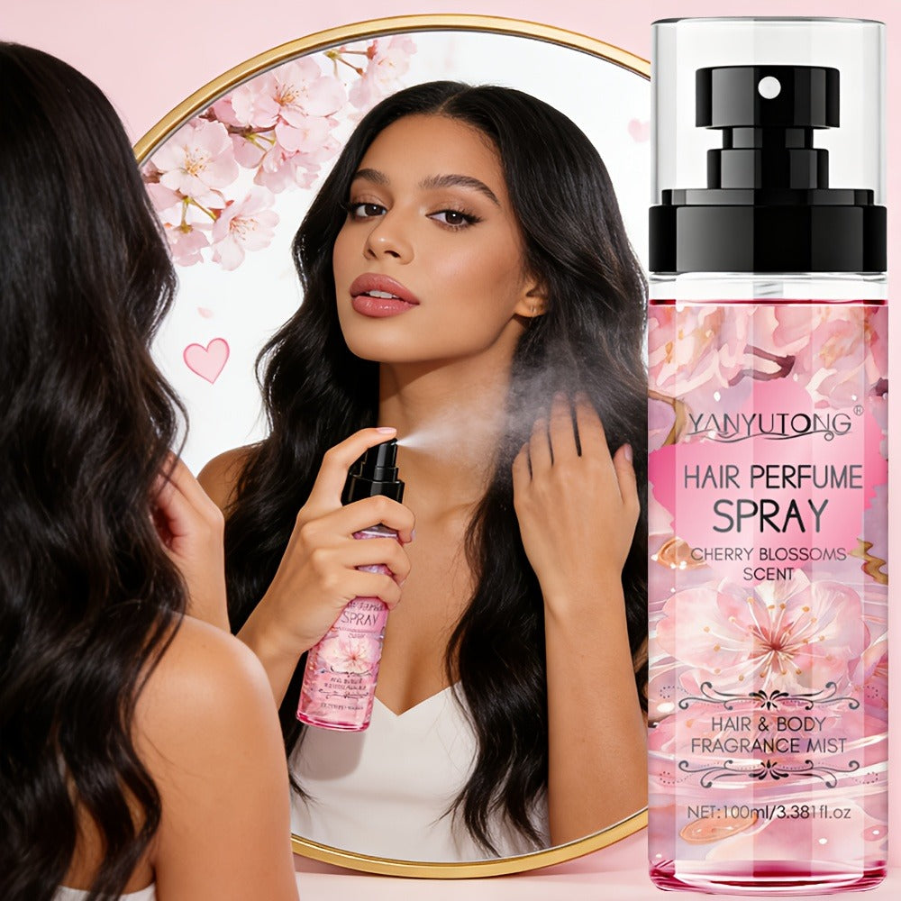 Hair Perfume Mist Cherry Blossom Scent 100ml - 24-Hour Long Lasting Fragrance Lightweight Non-Greasy No-Wash Aromatic Hair Spray for Daily Use Date Night Travel Gift for Her - product image