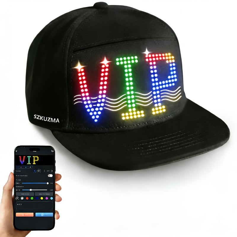 Programmable LED Hat with APP Control | Custom Text, Animation & Graffiti Display, USB Rechargeable, Adjustable Fit for Men & Women, Glowing Light-Up Cap for - product image 2