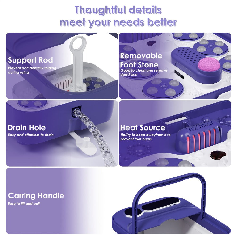 Foot Spa Massager Collapsible with Heater & Temperature Control – Foot Bath with Bubbles, 6 Massage Rollers, Vibration, Red Light Therapy & Auto Massage for Home Foot Care, Black B - product image 23