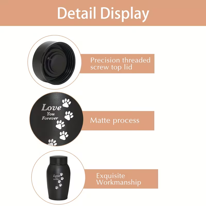 Pet Cremation Urn Stainless Steel Paw Print with Love You Forever Inscription | Secure Seal Large Ash Keepsake Box for Dogs Cats Up to 50lbs | Funeral Home Display Memorial Gift | Black Gray Blue