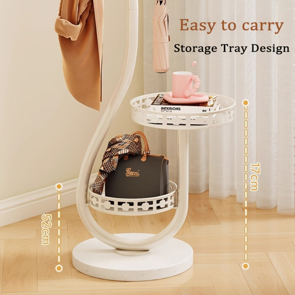 Clothes Rack Freestanding Metal with Shelf - Heavy Duty Garment Rack for Bedroom, Entryway & Closet, Vertical Coat Stand with Bottom Shelf for Coats, Hats, Scarves, Bags | White, B - product image 7