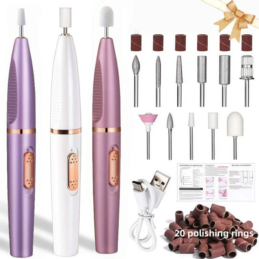 Nail Drill Kit 20000 RPM Variable Speed 11 Interchangeable Bits Electric Nail Grinder Portable Lightweight for Acrylic Gel Nails Pedicure Polishing Removal Salon Home Use Red Rose  - product image 10