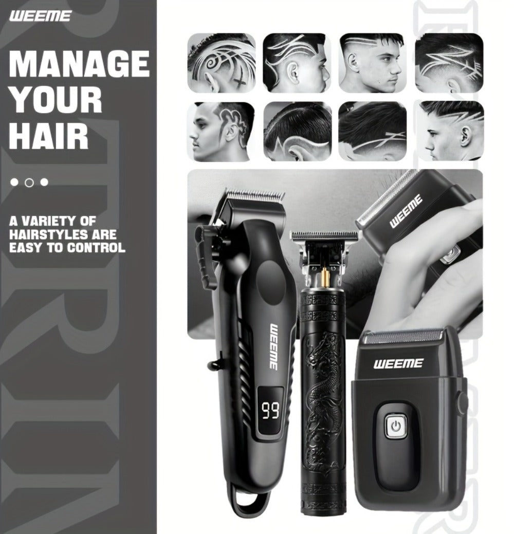 Men's Professional Grooming Kit – Cordless Rotary Shaver & T-Blade Trimmer, Type-C Charging, 6 Adjustable Combs, Non-Slip Beard Shaper for Travel & Family Haircut - product image 11
