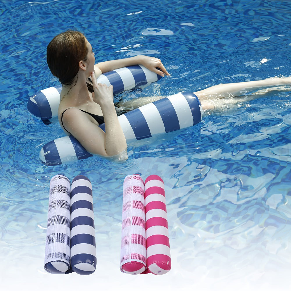 4-in-1 Inflatable Pool Float Hammock 2-Pack for Adults | Floating Bed, Lounge Chair, Drifter & Saddle, Striped Water Hammock for Swimming Pool Lake Beach - product image 5