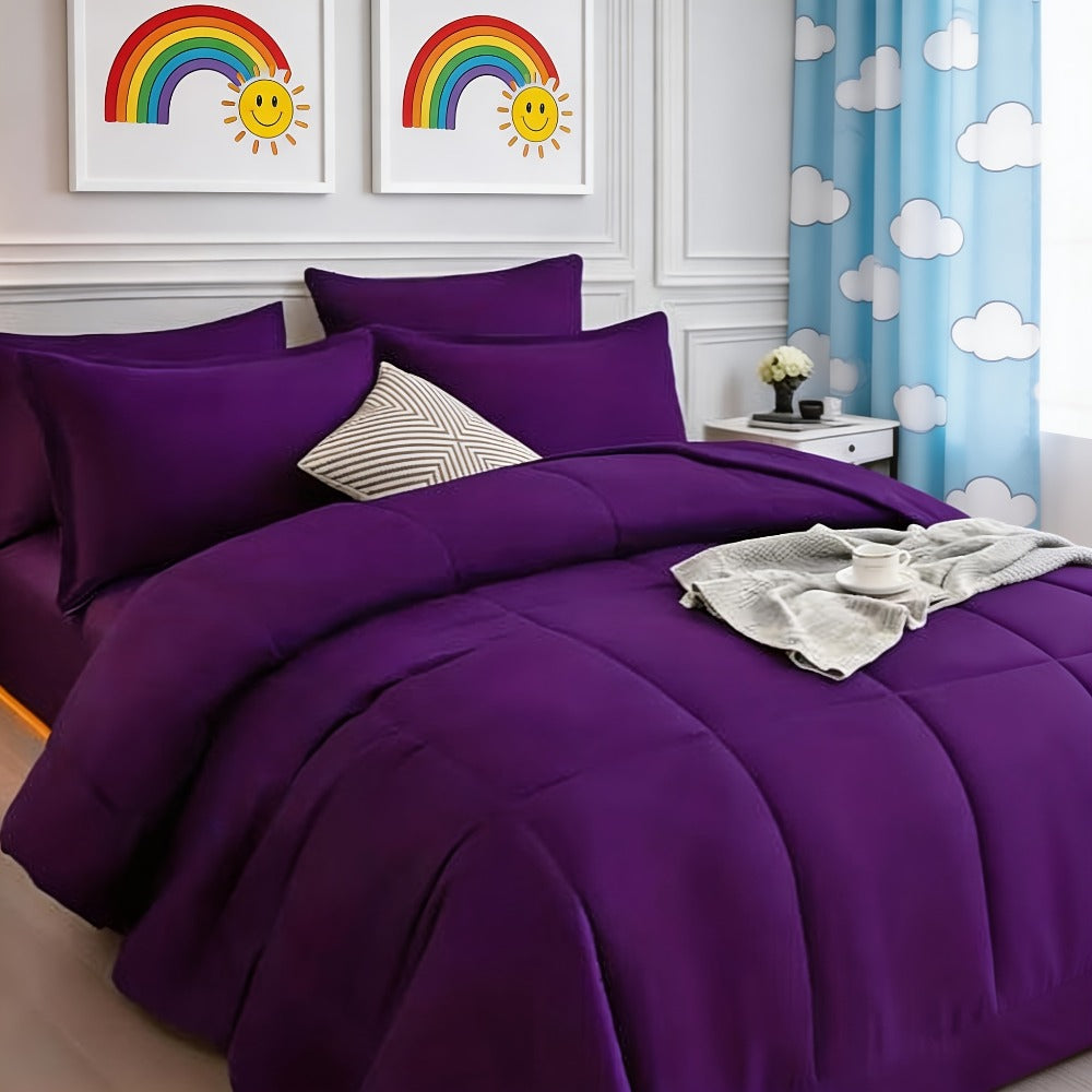 Comforter Set 7 Piece Bed in a Bag Full Queen King Soft Satin-Like Fabric with Fitted Sheet Flat Sheet Pillowcases Breathable Bedding Set for Bedroom Hotel - product image 5