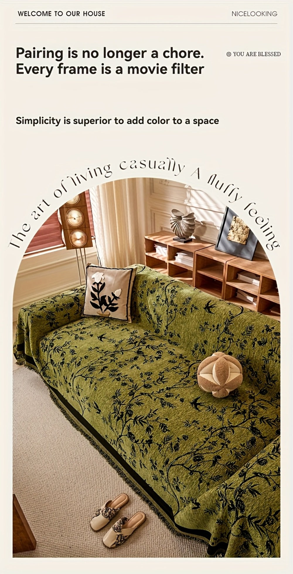 Sofa Cover Chenille Thickened Non-Slip Couch Slipcover Floral Pattern for Living Room Office Pet-Safe All-Season — 1 2 3 4 Seater Sizes - product image 17