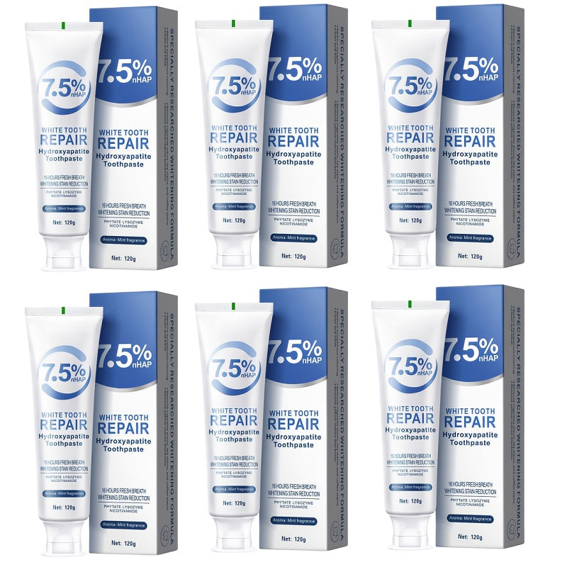 Hydroxyapatite Whitening Toothpaste 6 Pack - 7.5% Nano Deep Cleaning Gentle Non-Irritating Mint Fresh Breath Toothpaste for Sensitive Teeth, Daily Oral Care, Family & Travel Set - product image 10