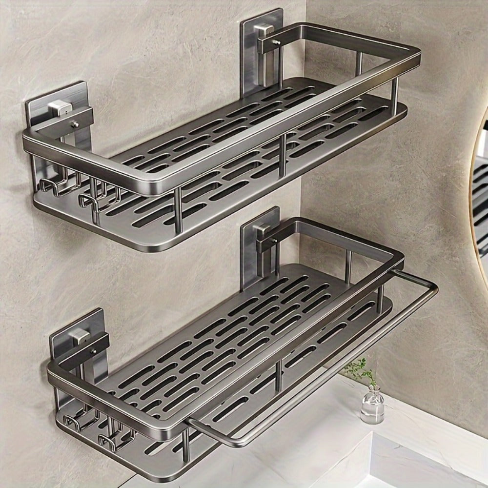 Shower Caddy Basket 2 Pack 2-Tier Wall Mount - Rust Resistant Bathroom Shelf Organizer for Shampoo Soap Towel No Drilling Adhesive Shower Rack | Dark Grey Black | Bathroom Kitchen  - product image 8