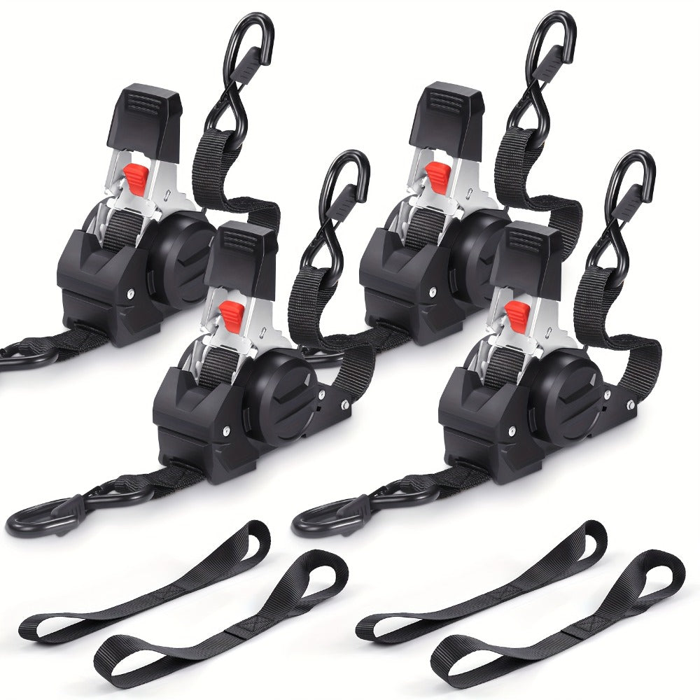 Retractable Ratchet Straps with Extension Strap – Heavy Duty Auto Self-Retracting Tie Down Cargo Straps for Truck Trailer Motorcycle Moving & Appliances - product image 12
