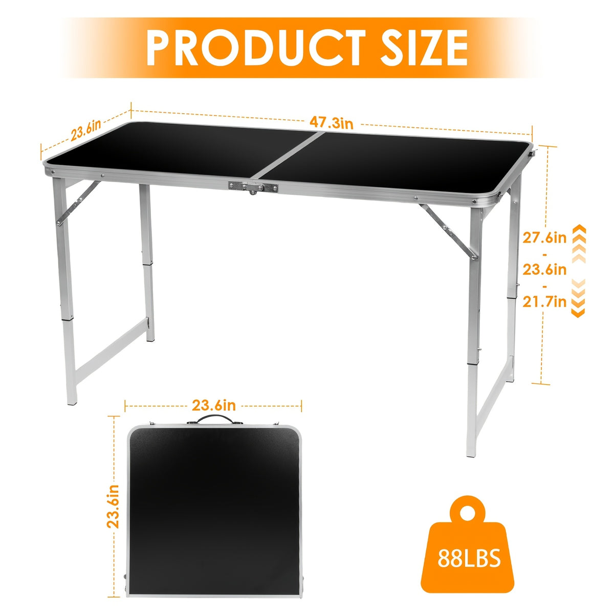 4ft/6ft Plastic Folding Table, Portable Dining Table Indoor Outdoor with Carrying Handle, Locks, Picnic Table -White - product image 15