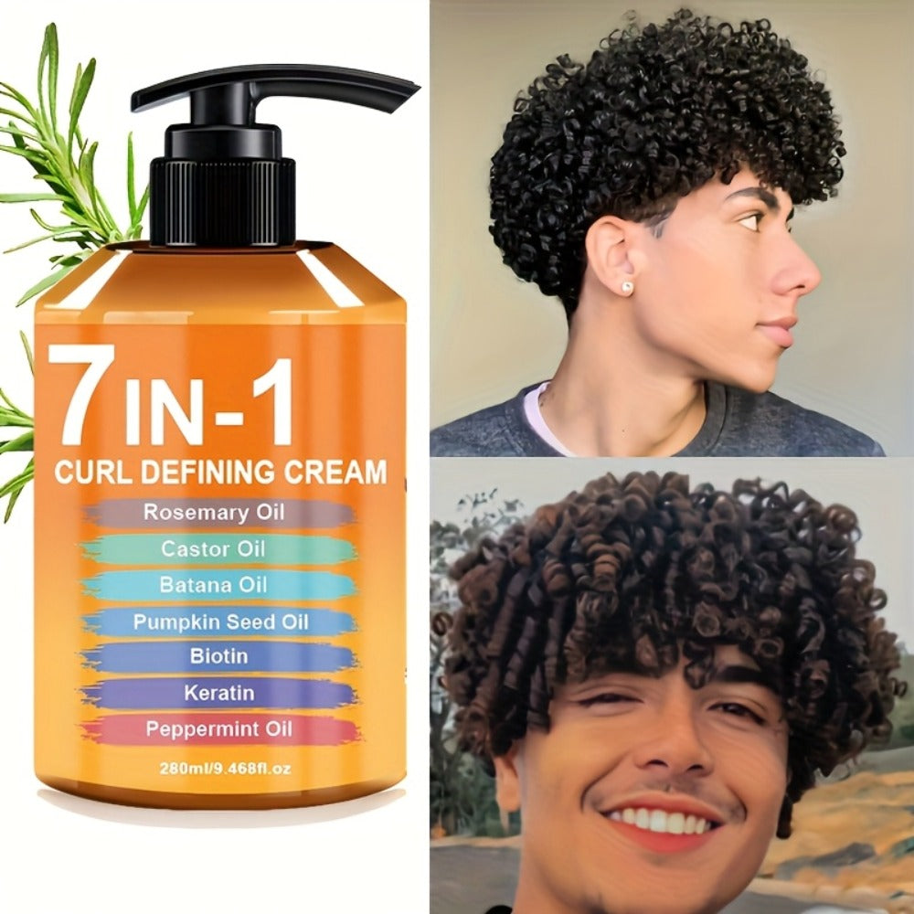 Curl Cream for Wavy & Curly Hair 7-in-1 Formula with Argan Oil & Rosemary Oil - Frizz Control, Long-Lasting Definition, Natural Fluffy Finish, All Curl Types, 280ml - product image 5