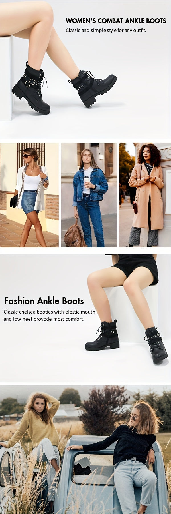Womens' Combat Lace up Ankle Boots Motorcycle Booties, Women Shoes - product image 10
