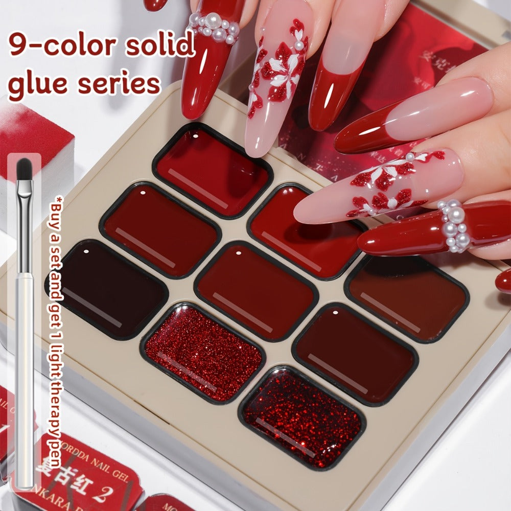 Gradient Gel Nail Polish Set 9pcs Ancola Red Collection – High Saturation Solid Gel, Shiny Gloss Finish, LED Curable Multifunctional Nail Gel | Spring Summer Ombre DIY Manicure Kit - product image 2