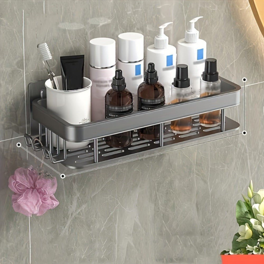 Shower Caddy Basket 2 Pack 2-Tier Wall Mount - Rust Resistant Bathroom Shelf Organizer for Shampoo Soap Towel No Drilling Adhesive Shower Rack | Dark Grey Black | Bathroom Kitchen  - product image 2