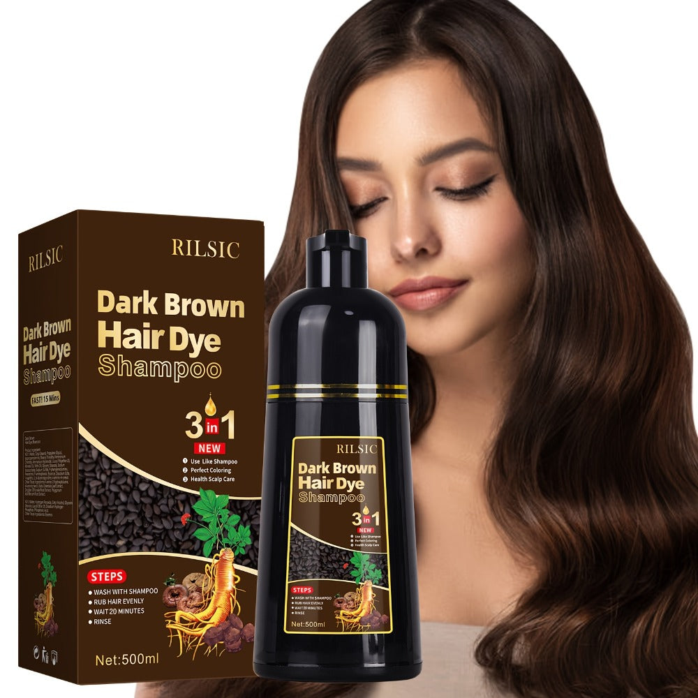 Herbal Hair Dye Shampoo 3-in-1 with Plant Squalene 2pcs 16.91oz — Instant Gray Hair Coverage, Natural Color in Minutes, Brown Dark Brown & Black, Unisex Men & Women - product image 18