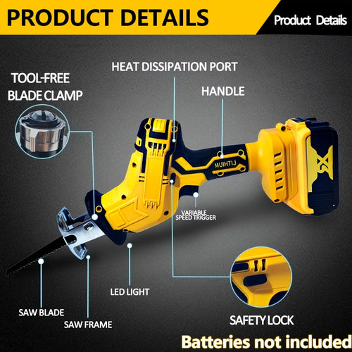 Reciprocating Saw Brushless Cordless for DeWalt 20V Battery – 0-3500 SPM Variable Speed, Tool-Free Blade Change, 4 Saw Blades Included, for Wood, Metal & PVC Cutting (Battery Not I - product image 2