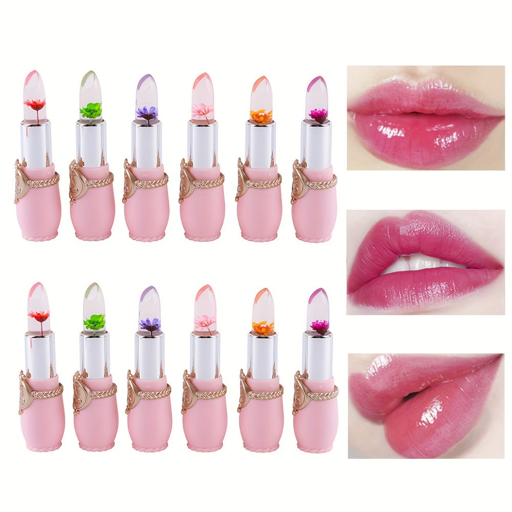 Flower Jelly Lipstick 12 Pack Color Changing pH Reactive Moisturizing Tinted Lip Balm Set Long-Lasting Personalized Shade Lip Care for Women Girls Daily Use - product image 2