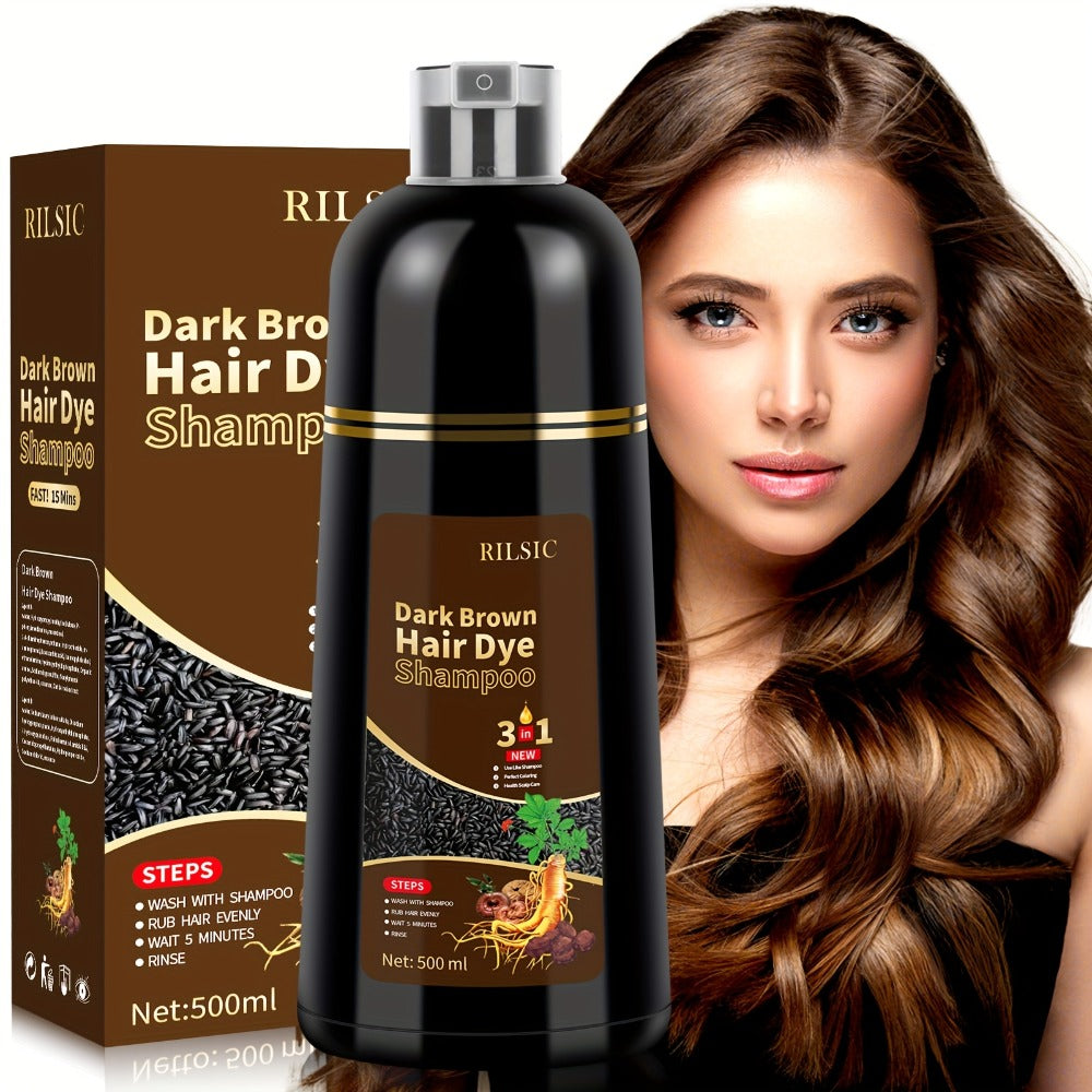 Grey Hair Dye Shampoo 3-in-1 Natural Plant-Based Herbal Formula — Non-Stick Scalp, Covers White Hair in Minutes, 500ml — Black, Dark Brown, Chestnut Brown for Men & Women - product image 21