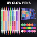Face Body Paint Pens 18 Colors with Reusable Stencils – Washable Neon Glow in the Dark Skin-Safe Makeup Pens for Kids & Adults Parties Events Magic Shows Halloween Festivals Body A - product image 18