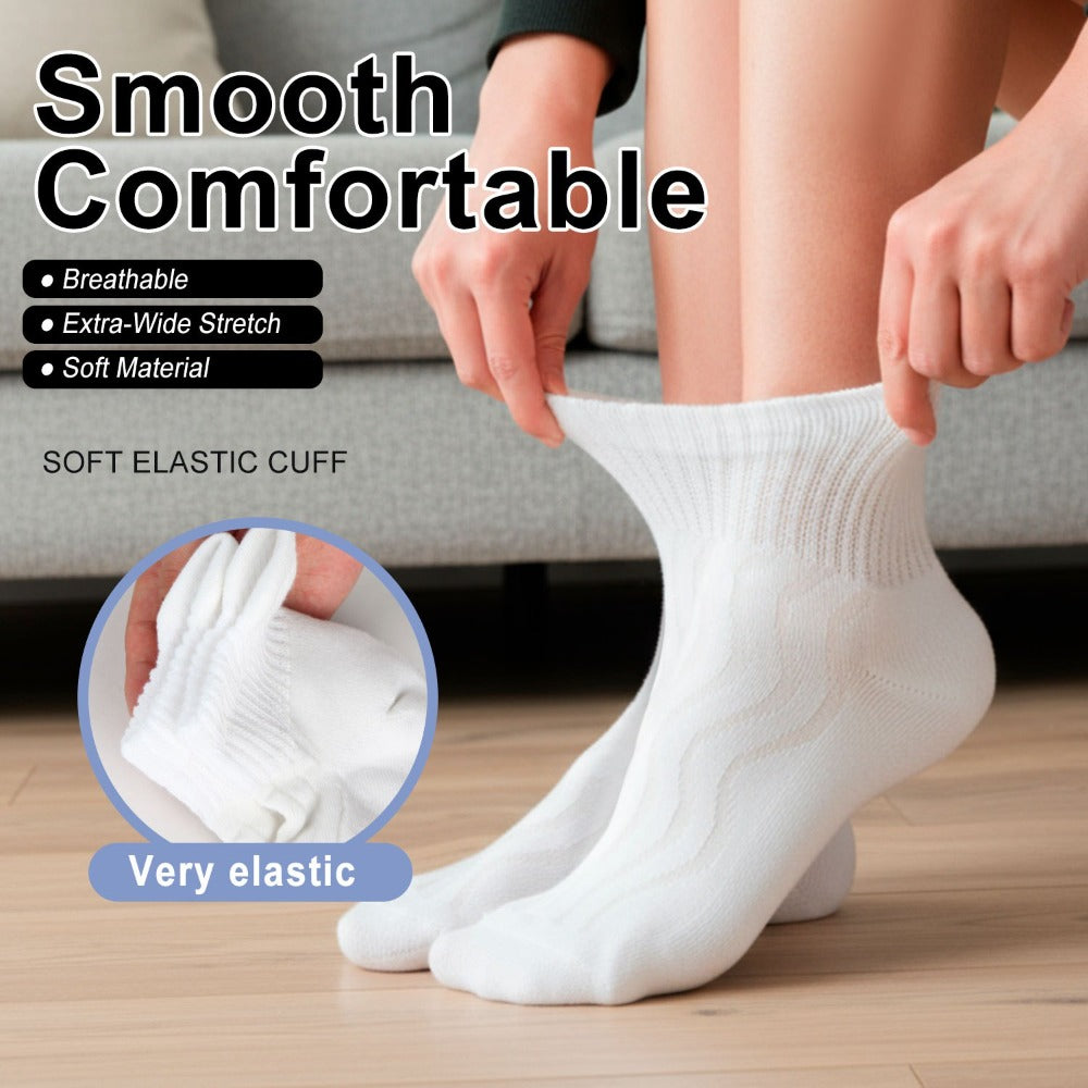 Diabetic Socks for Men & Women, 12 Pairs Non-Binding Wide Top Ankle Socks with Extra Cushioned Sole, Seamless Toe, Soft Cotton Comfort Socks for Sensitive Feet, Black & White - product image 3