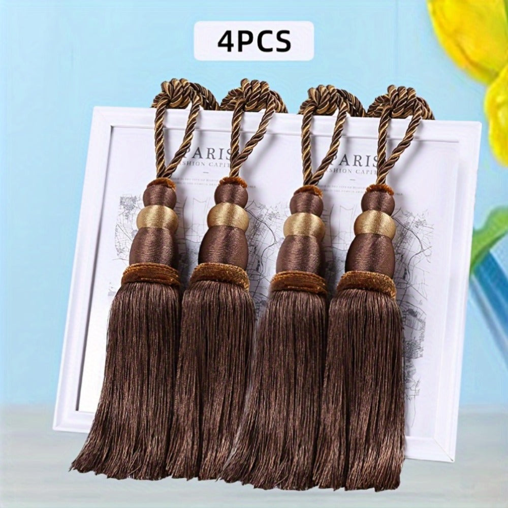 Curtain Tiebacks with Ball Tassels 4-Pack Silk Rope Curtain Ties Decorative Holdbacks for Window Dressing Home Decor - product image