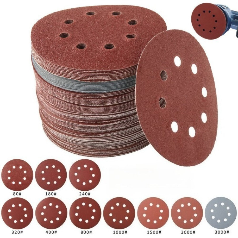 5 Inch Sandpaper 94 Pcs – 8-Hole Hook & Loop Sanding Discs, Assorted Grits 80/180/240/320/400/800/1000/1500/2000/3000, Aluminum Oxide Abrasive for Car Polishing, Wood, Metal & Pain - product image 5
