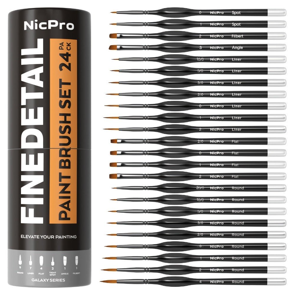 Miniature Paint Brush Set 16 & 24 Pcs | Acrylic Watercolor Oil Warhammer DnD Model Brushes | Professional Fine Detail Painting Kit with Brush Holder & Carry Bag | Gift for Artists Hobbyists Ages 14+