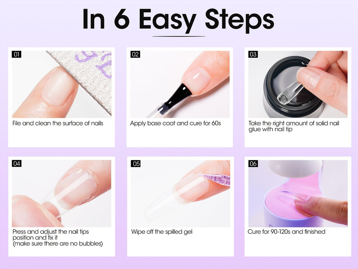 Solid Gel Nail Glue Kit with Mini LED Lamp — 8g UV Cure Gel Glue 28+ Days Long-Lasting Bond for Press On Nails Acrylic Tips Rhinestones, Non-Toxic Natural Resin, Salon & Home Manic - product image 18