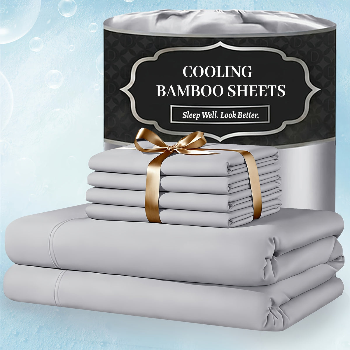 Extra Deep Pocket Bamboo Sheets - 6 pcs Breathable & Cooling Bamboo Bed Sheet Set, Hotel Luxury Fitted Sheet Set, Soft Wrinkle-Free for Extra Deep Mattresses - product image 9