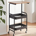 Three-layer Rolling Cart, Multi-functional Metal Storage Rack, Snack Rack, Durable Steel Frame, Portable Wheels, Suitable for Home or Office Use, Office - product image 3