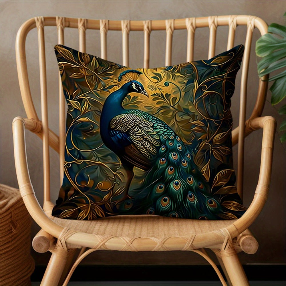 Cushion Covers 18x18 Set of 4 Vintage Peacock Oil Painting Boho Plush Throw Pillow Cases with Zipper Machine Washable for Living Room Bedroom Home Decor - product image 10