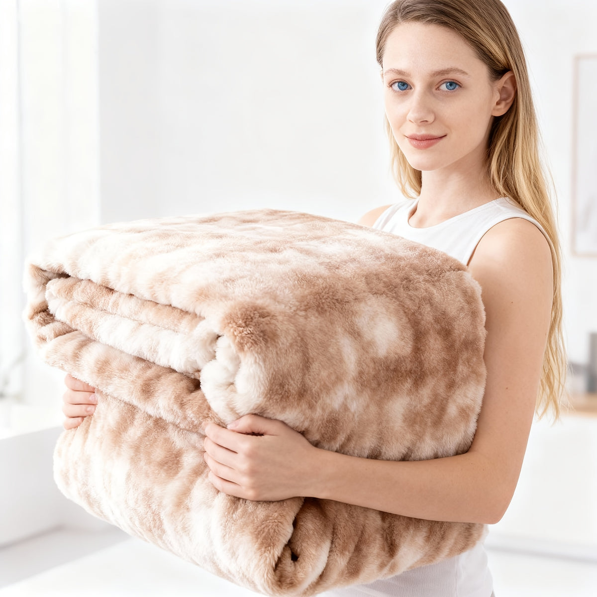 Striped Luxurious Faux Rabbit Fur Throw Blanket Ultra-Soft, Double-sided Blanket, Kids' Blanket, ClassicStripe Pattern, Multi-Color, Travel, Camping, Al - product image 11