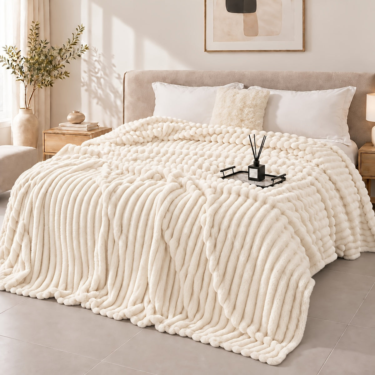 1pc Ultra-soft Faux Rabbit Fur Blanket, Comfortable and Warm, Suitable For All Seasons, Available In Multiple Colours, Multipurpose Blanket, Suitable For Bed - product image 5