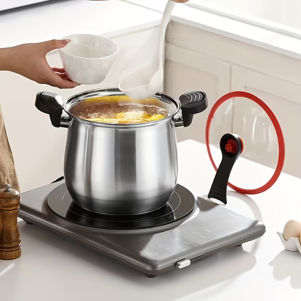 Stainless Steel Quick Cooking Pot with Lid Large Capacity – Food-Grade Non-Stick Scratch-Resistant Saucepan | Induction & Gas Stove Compatible Stew Soup Pot Even Heating Kitchen Co - product image 5