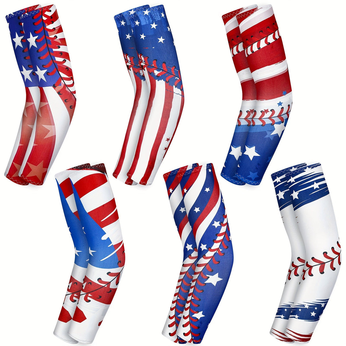 American Flag Star Design Compression Sports Elbow Covers, Anti-Slip UV Protection for Men Women, Ideal for Games Parties Outdoor Events | Patriotic Baseball - product image 3