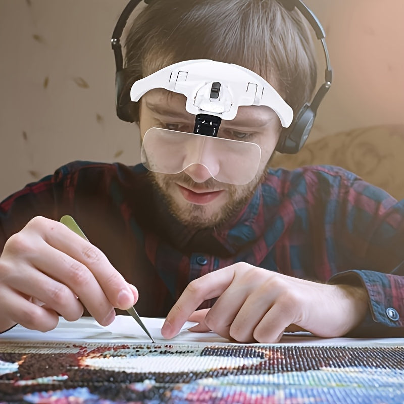 Head-mounted Magnifier with LED Illumination, Model Making Magnifier, Adjustable Headband, 5 Interchangeable Lenses 1.0X/ 1.5X/ 2.0X/ 2.5X/ 3.5X for Reading - product image 11