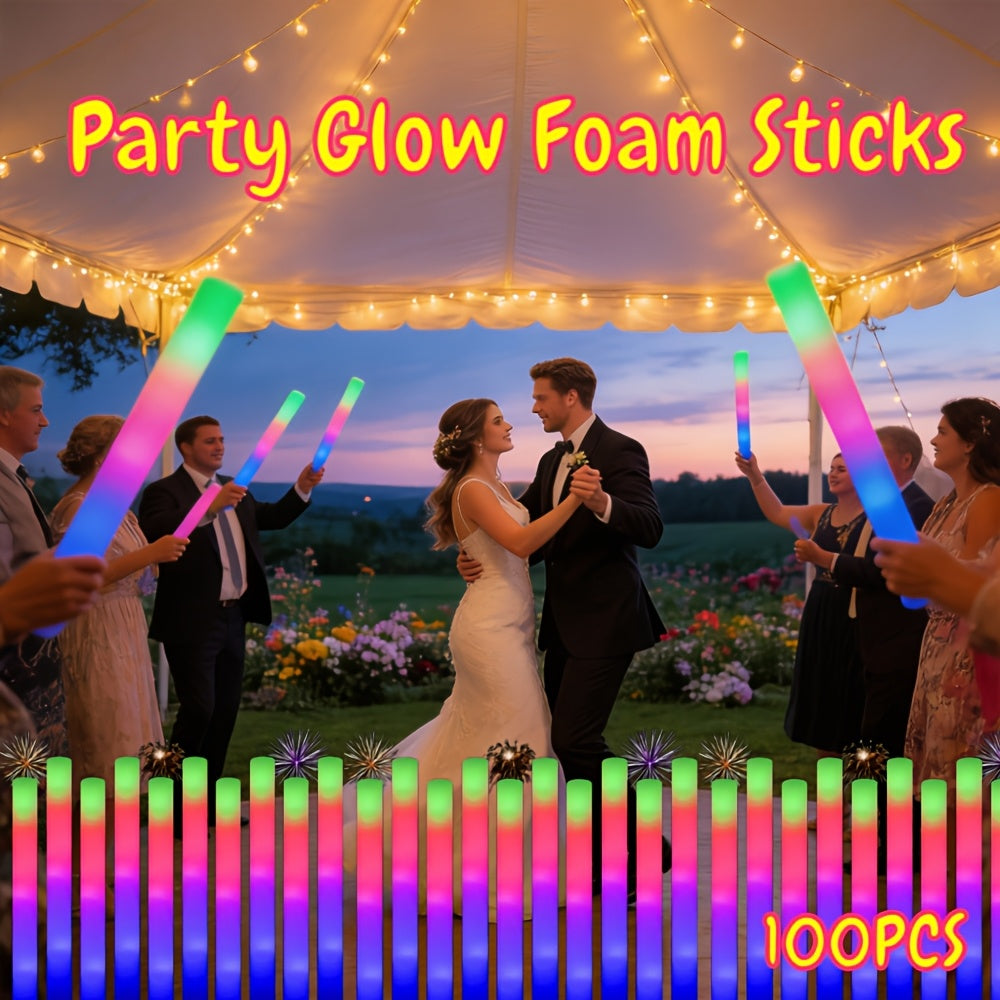 100 pcs Pack LED Foam Light Sticks - 3-Mode Color Changing Flashing Party Favors with Flashing Modes Suitable for Weddings, Birthdays, Concerts, Camping, for - product image 5