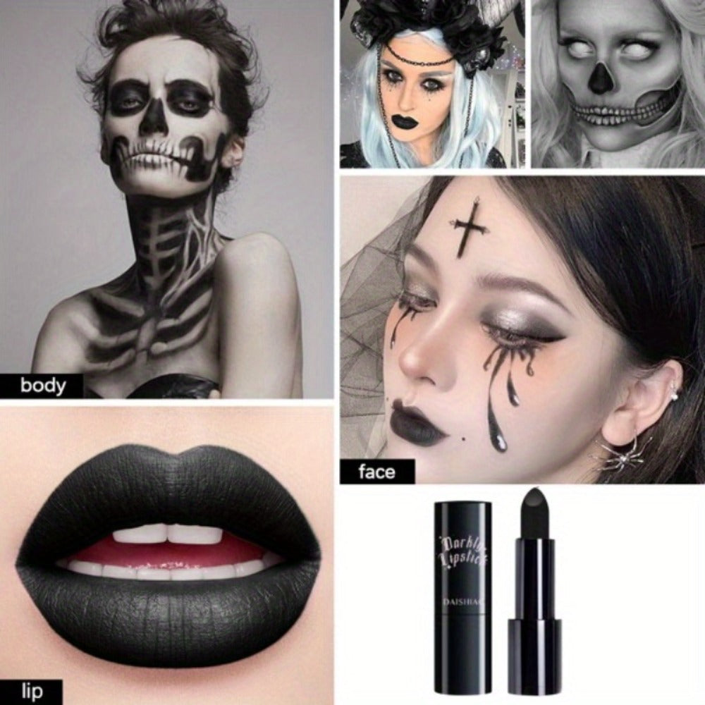 Black Matte Lipstick Set 3 Pack — Waterproof Long-Lasting Gothic Lip Color, Full Coverage Smudge-Proof Dark Lip Makeup for Halloween Costume Valentine's Day Gift for Women - product image 6
