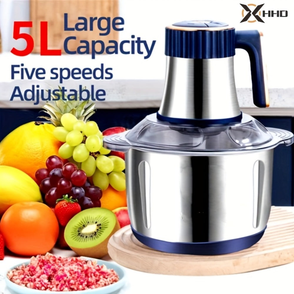 Electric Meat Grinder 5L 5-Speed – Large Capacity Stainless Steel Food Processor, Blender & Filling Machine for Meat, Garlic, Chili & More - product image