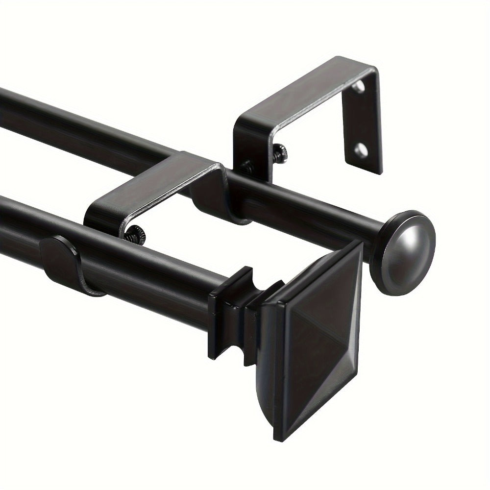 Double Curtain Rod Set with Square Urn Finials Adjustable Double Drapery Rod 5 Finishes 2 Sizes Window Curtain Hardware Easy Install - product image 4
