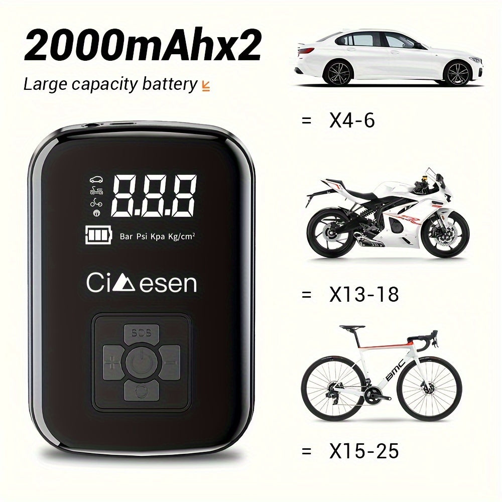 1pc Tire Inflator Portable Air Compressor, Fast Cordless Air Pump, Digital Display With Multi-function Nozzle Adapter and Long-lasting Lithium Battery For Car - product image 8