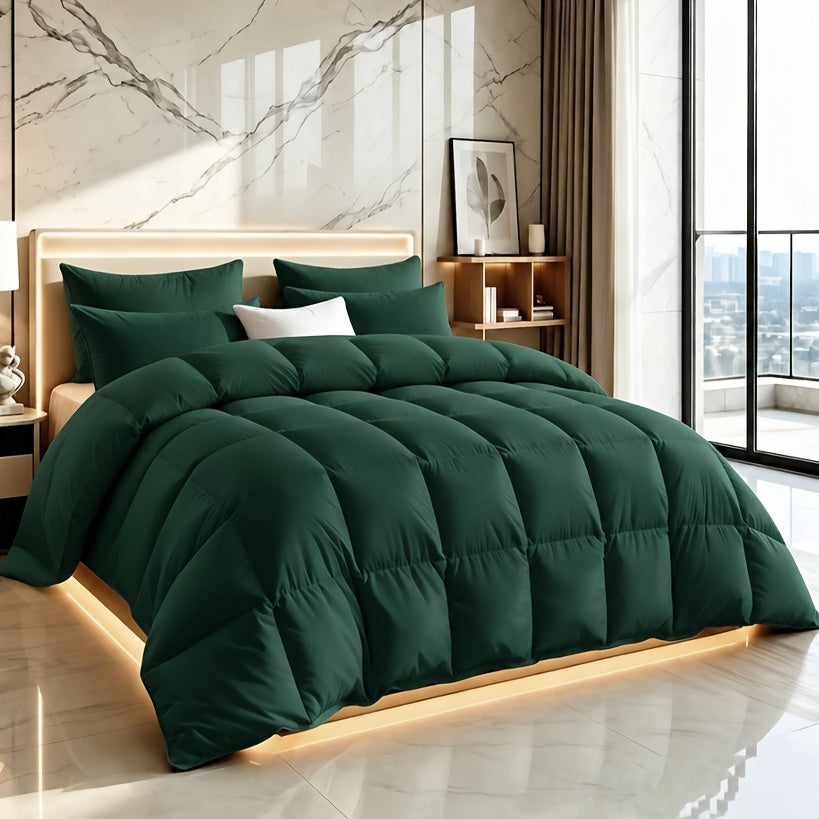 3 pcs Solid Color Thick Quilt Set 1 Comforter 1/2 Pillowcases Queen/King Size Bedding Sets Quilted Grid Stitching All-Season Comforter Soft Breathable Cozy - product image 3