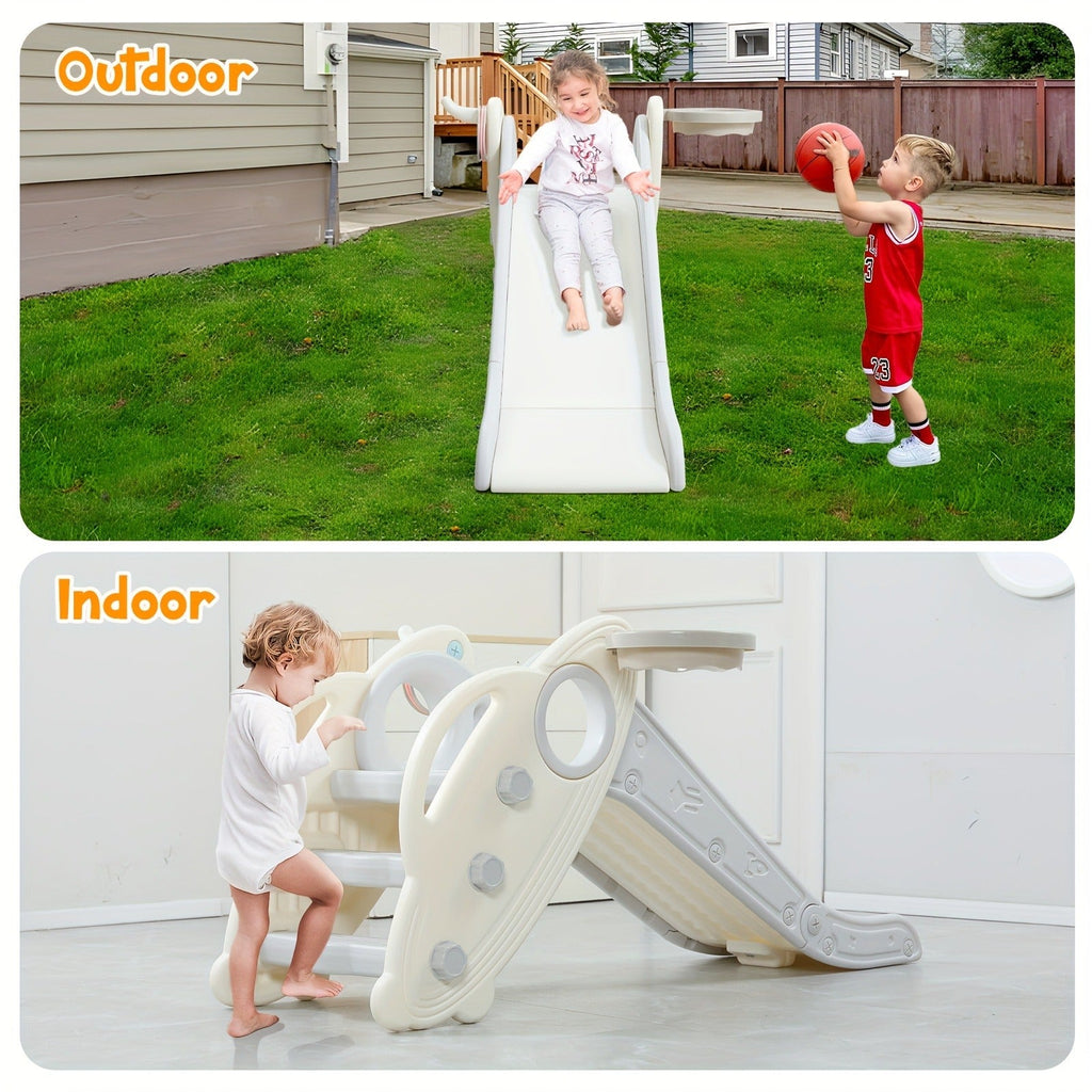 Foldable Toddler Slide for Indoor & Outdoor | Kids Home Climbing Play Set, Birthday Gift for Boys & Girls | Non-Slip Steps, Safe Handrail, Anti-Slip Mat, Extra-Long Buffer Slide