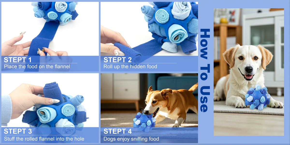 Snuffle Ball Dog Toy | Interactive Foraging Treat Dispenser & Slow Feeder Puzzle Toy for Small Medium Large Dogs, Snuffle Mat Ball for Mental Stimulation - product image 12