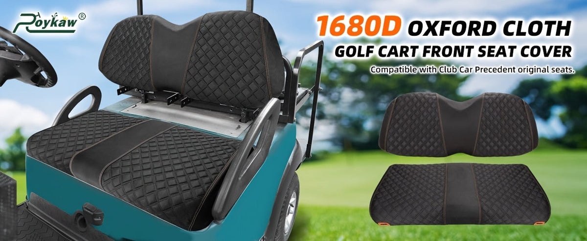 Golf Cart Seat Covers for Club Car Precedent Front Seat 1680D Oxford Cloth No Drilling Required Breathable Washable Air Dry Soft Protective Seat Kit for Home Repair & Workshop